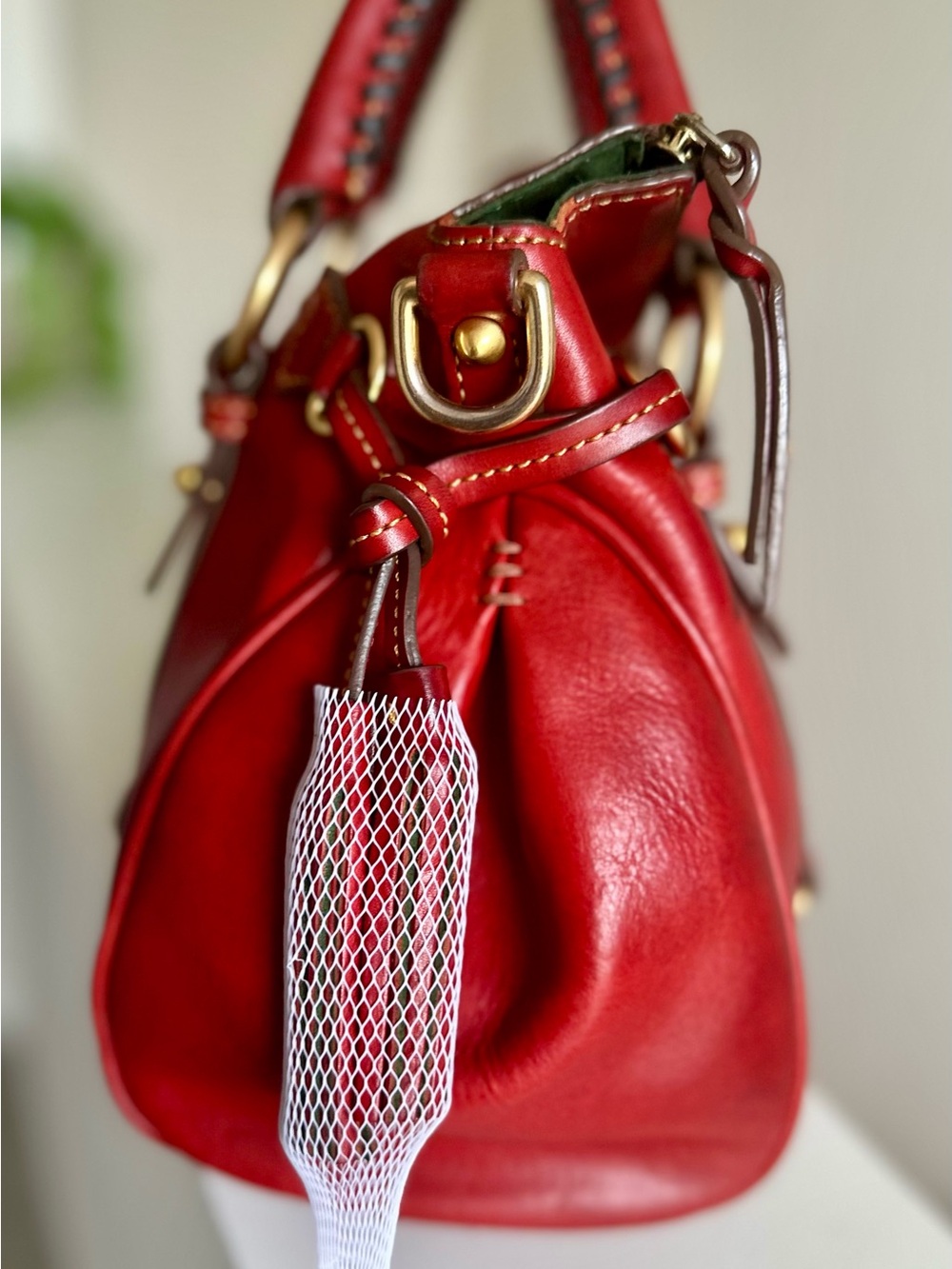 Dooney & Bourke Vintage Red Florentine Satchel EUC - Picture 7 of 15